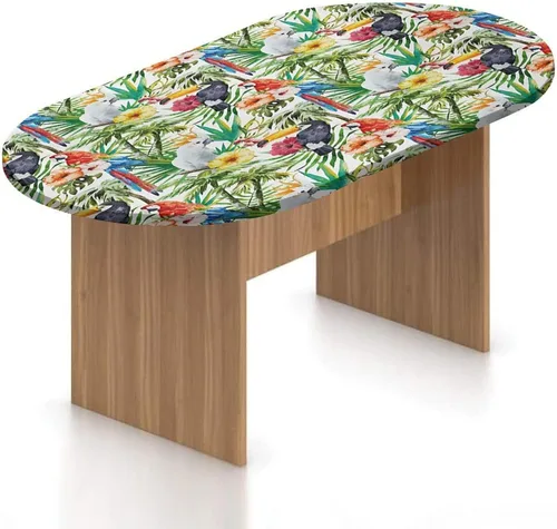 Vista 26 de XISUNYA Mantel ajustable ovalado, decoración de París, funda de poliéster elástico, diseño de horizonte de la ciudad de París con estampado Eiffel
