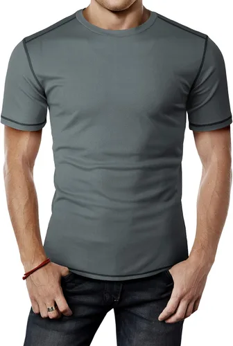 Vista 32 de H2H Camisetas de manga corta de compresión Cool Dry para hombre Cmtts263-negro
