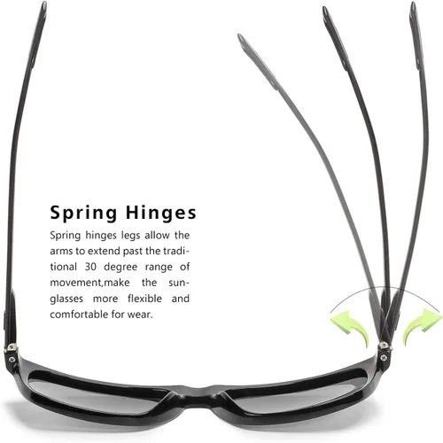Vista 2 de Gafas de sol polarizadas de aluminio cuadrado del templo de la primavera de las gafas de sol polarizadas del marco Lente negra/marco negro plateado