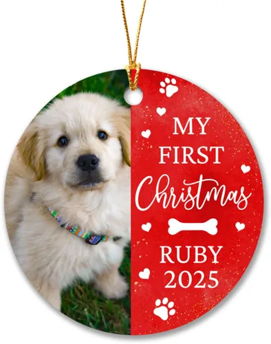 Vista 23 de Adorno de Navidad personalizado con foto del primer año del bebé 2025, adorno de Navidad con foto personalizada del primer año del bebé para nuevos