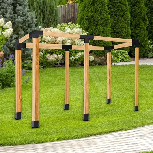 Vista 6 de Kit de soportes para pérgola de 4 x 4 pulgadas (real 3.5 x 3.5 pulgadas), 3 vías (4 piezas) y 4 vías (2 piezas) soportes para cenador con 6 piezas
