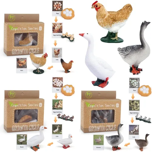 Vista 17 de Figuras del Ciclo de Vida de Animales Montessori con Tarjetas Flash, Juguetes de Figuritas de Animales Realistas, Juego Educativo de Emparejamiento
