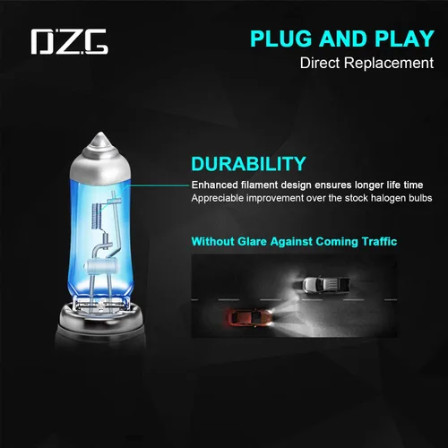 Vista 3 de DZG - Bombillas halógenas para faros delanteros H8 35W PGJ19-1 5500K, color blanco cálido, para haz alto y bajo, bombillas para niebla, paquete de 2