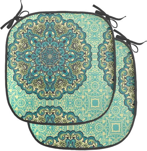 Vista 208 de Ambesonne Flamingo - Cojín de asiento para silla, diseño de fantasía exótica con elementos de vida silvestre hawaiana en colores pastel, acolchado
