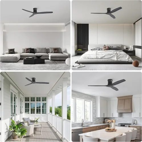 Vista 9 de Sofucor Ventilador de techo inteligente de 52 pulgadas sin luz, ventilador de techo de madera maciza de bajo perfil con control remoto, ventilador