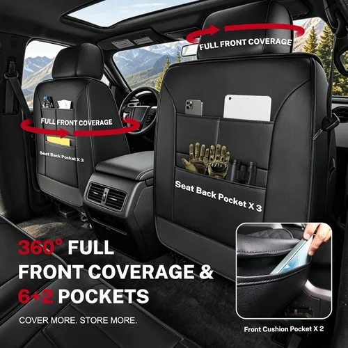 Vista 5 de AOMSAZTO Fundas de asiento para asiento delantero Nissan Frontier 2009-2026 # 014 Negro