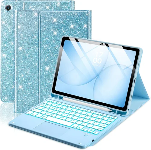Vista 9 de EAMPANG Funda con purpurina y teclado trackpad para Samsung Galaxy Tab A11 Plus/A9 Plus de 11 pulgadas, Smart Touchpad 7 colores retroiluminados