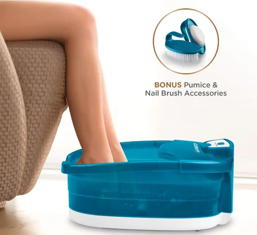 Vista 5 de Conair Bañera de spa para pies de pedicura con calor que alcanza los 104 grados, rodillos de masaje para pies, burbujas relajantes, piedra pómez