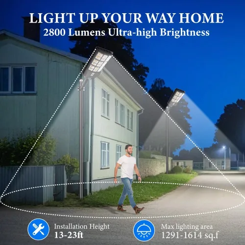 Vista 4 de Farolas solares impermeables para exteriores, 6000 W, del atardecer al amanecer, luz solar de estacionamiento con poste de lámpara, sensor