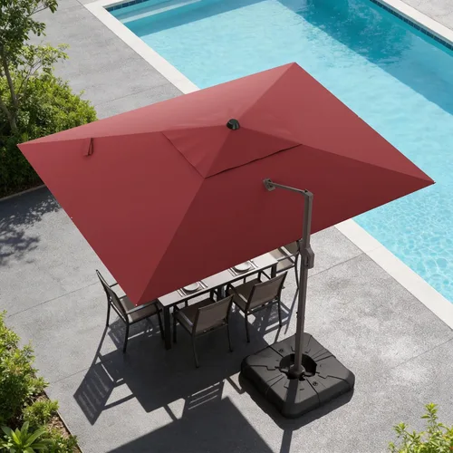 Vista 22 de Sombrilla voladiza para patio, 9 x 12 pies, sombrilla giratoria Beige