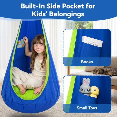 Vista 4 de Y- STOP Columpio de cápsula para niños, silla hamaca colgante sensorial para interiores con almohada inflable, asiento de columpio sensorial
