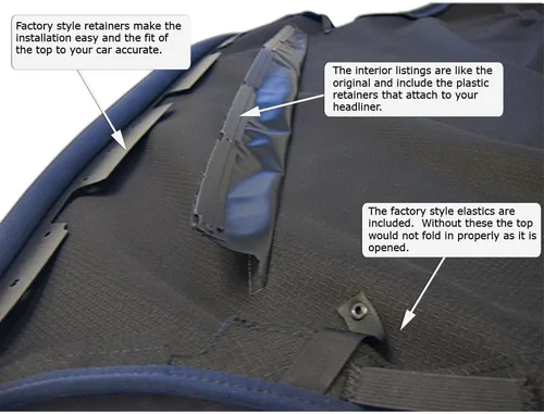 Vista 9 de Sierra Auto Tops Convertible Top Reemplazo para BMW 2003-2008 Z4, TwillFast RPC Canvas, negro, ventana de vidrio calefactable