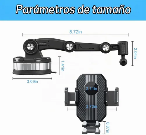 Vista 2 de Soporte de teléfono para automóvil, soporte de teléfono mejorado giratorio de 360° con ventosa para salpicadero, parabrisas, universal para iPhone