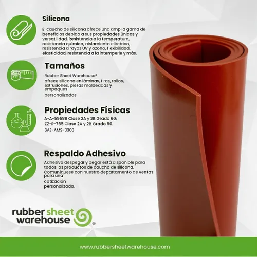 Vista 4 de .125" Caucho de silicona industrial de 1 pulgada x 10 pies Resistente a la temperatura, versátil, duradero y flexible Resistente a la intemperie