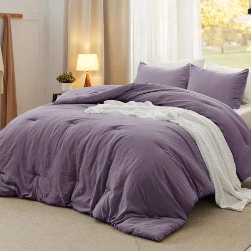 Vista 12 de Bedsure Juego edredón suave prelavado individual/individual XL, 365 días, cálido relleno alternativo GentleSoft™, 1 edredón ligero:68x88 pulgadas