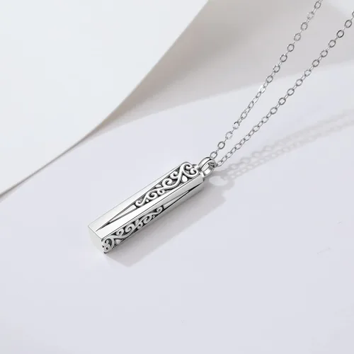 Vista 117 de Collar con colgante de urna de cenizas de cremación y árbol de la vida para mujer, plata de ley US1