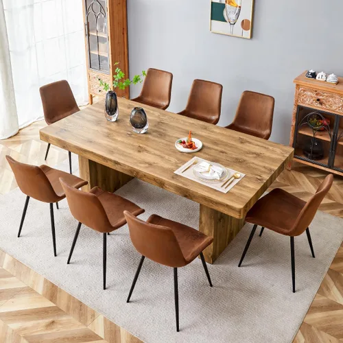 Vista 66 de gopop Mesa de comedor de mármol de 63 pulgadas, tablero de mesa de comedor MDF con patrón de mármol y base para cocina y comedor.