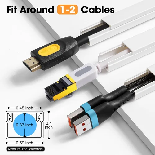 Vista 2 de YesBes Kit de ocultador de cable de 116 pulgadas, cubiertas de cable para cables en la pared, protector de cable para TV de montaje en pared