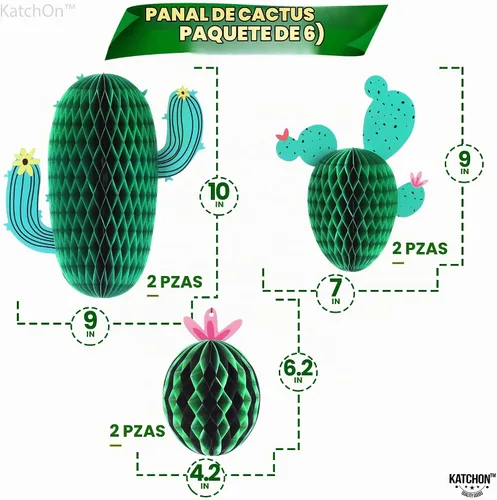 Vista 2 de KatchOn Centros de mesa colgantes de cactus, paquete de 6 Decoraciones de Verde
