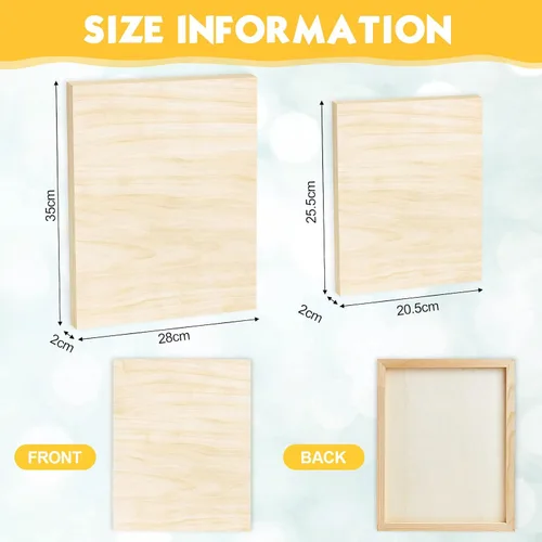 Vista 2 de Paquete de 16 tableros de lienzo de madera sin acabar, paneles de pintura de madera en blanco a granel para tableros de cuna profunda, pintura