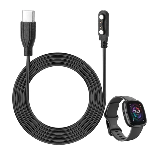 Vista 8 de Cargador magnético Smartwatch 2 Pin 0.157 in USB C Cable Fitness Negro