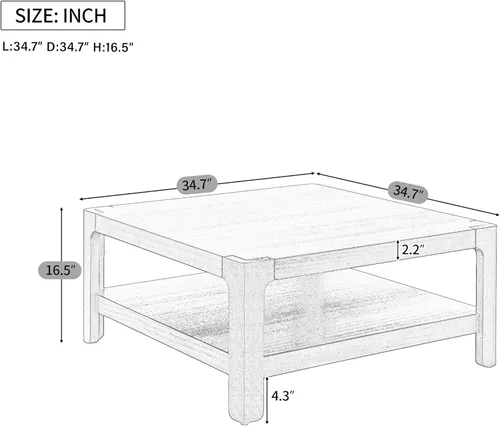 Vista 2 de Mesa auxiliar moderna de estilo simple con estante abierto para muebles de sala de estar, color negro