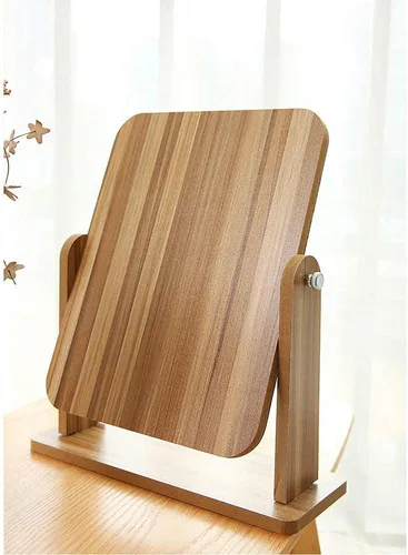 Vista 5 de Tocador HD con base de madera, espejo de maquillaje para dormitorio de niña, giratorio de 360°, espejo de afeitado de escritorio, adornos