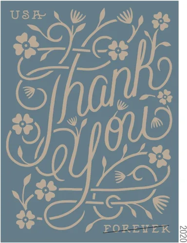 Vista 8 de USPS Thank You (Hoja de 20) Sellos Postage Forever 2020 Scott #5519-5522
