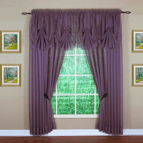 Vista 8 de Today's Curtain Emelia Inserto de Abanico de Gasa Original, Amatista, 30" An x 40" L
