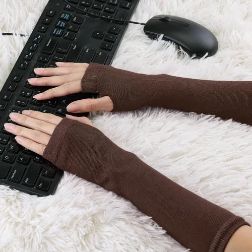 Vista 48 de Allegra K Calentadores de brazo sin dedos unisex de moda clásica