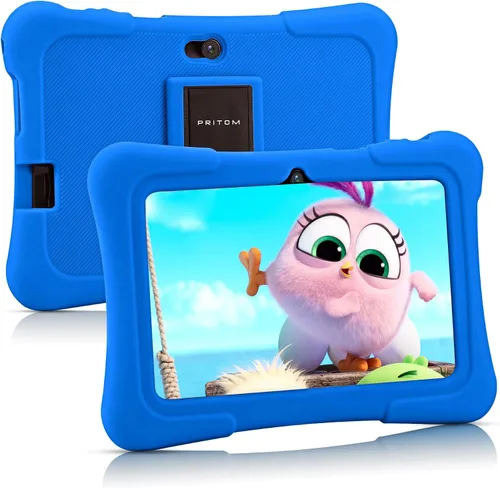 Vista 8 de PRITOM tableta para niños de 7 pulgadas Quad Core Android 13, 32 GB ROM WiFi, Bluetooth, cámara dual Educativo, juegos, control parental, Rosa