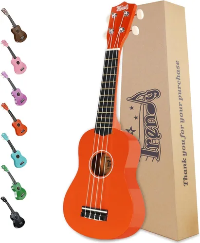 Vista 16 de Trendy Ukelele soprano de 21 pulgadas negro kit para principiantes bolsa de transporte afinador correa de cuerda cuadrada diapasón pegatinas ukelele