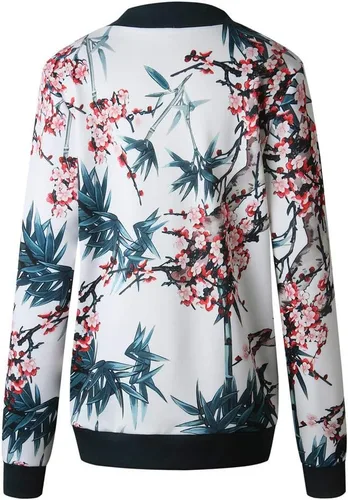 Vista 3 de Chaqueta corta con cremallera y estampado floral para mujer