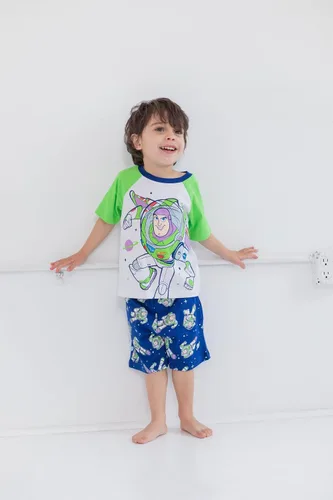 Vista 2 de Disney Pixar Cars Mickey Mouse King Toy Story Buzz Lightyear - Conjunto de camiseta gráfica y pantalones cortos de rizo francés