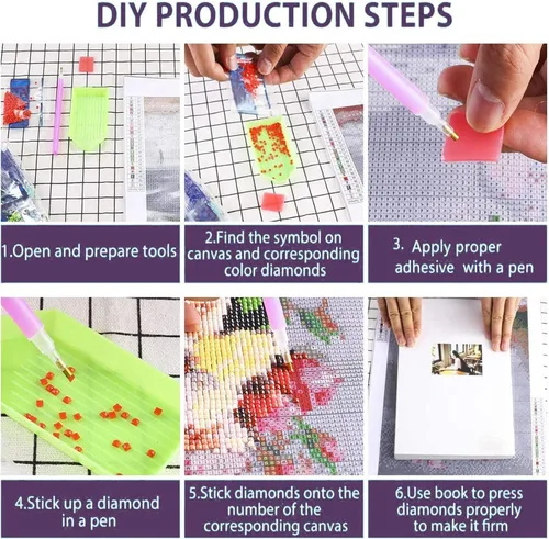 Vista 6 de VeGuude Kits de Pintura de Diamantes para Adultos, Paquete de 6 Kits de Arte de Diamantes Noche Estrellada de Van Gogh, Manualidades DIY de Taladro