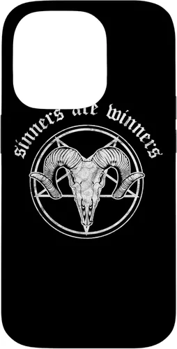 Vista 16 de Funda para iPhone 14 Occult Baphomet Tarot Card Satanic Devil Sinners are Winners