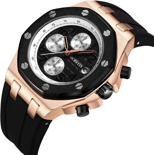 Vista 2 de TEINTOP Ochstin - Reloj octogonal con cronógrafo de precisión para hombre