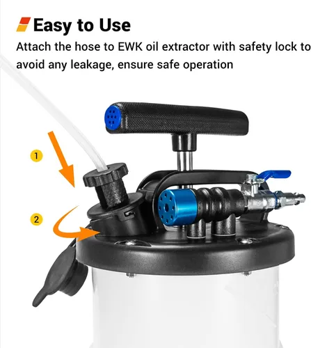 Vista 4 de EWK Extractor de aceite de 6.5 litros - Extractor de líquido de vacío neumático/manual con removedor de tanque de bomba para cambio de aceite y una