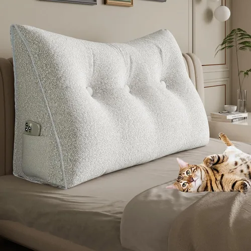 Vista 63 de Almohada de cuña doble gruesa de 8 libras para cabecero de dormitorio universitario, almohada de cuña de terciopelo con respaldo triangular