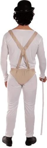 Vista 3 de Delinquent - Disfraz de hombre y reloj naranja para adultos Blanco