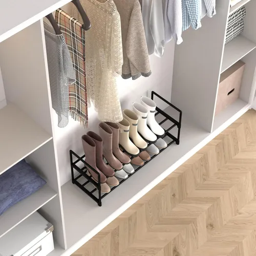 Vista 3 de Hsscblet - Estante de zapatos de metal de 2 niveles, organizador de almacenamiento ajustable para zapatos, almacenamiento apilable para botas