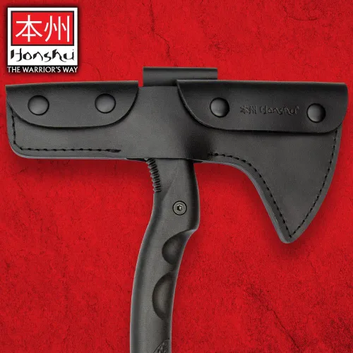 Vista 3 de Honshu Karito Tomahawk Axe Mezcla salvaje de tradición e innovación Funda de cuero prémium
