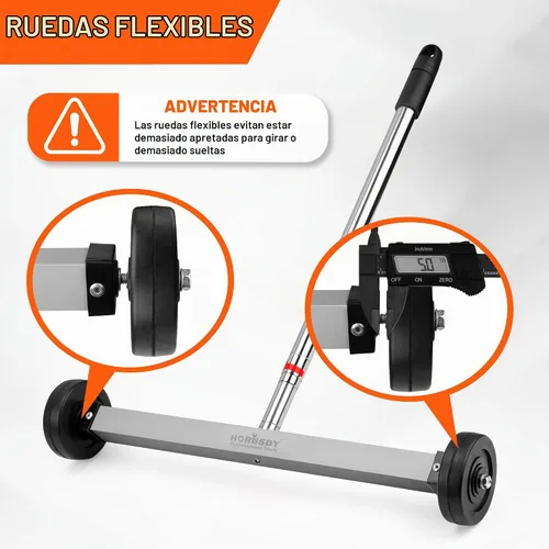 Vista 2 de HORUSDY Barredora magnética rodante de 17 pulgadas con ruedas, mango ajustable, imán resistente de capacidad de 8.8 libras para recoger las uñas