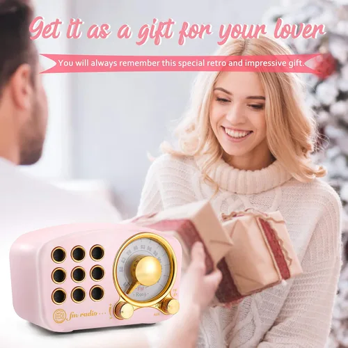 Vista 7 de Altavoz Bluetooth retro FM Radio vintage con volumen fuerte, fuerte mejora de graves, conexión inalámbrica Bluetooth 5.0, volumen fuerte, tarjeta TF