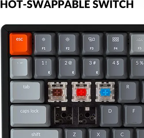 Vista 5 de Keychron Teclado mecánico inalámbrico Bluetooth K4 RGB LED retroiluminado, compacto intercambiable en caliente, 100 teclas, teclado USB con cable