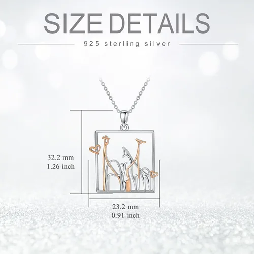 Vista 4 de Collar de plata de ley con diseño de animales para padremadre e hijahijo