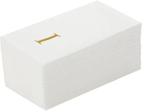Vista 35 de Luxenap Toallas de invitados de tacto de lino de 15.8 X 7.9 pulgadas, 50 toallas de mano con letras - Letra dorada "S", fuente sans serif