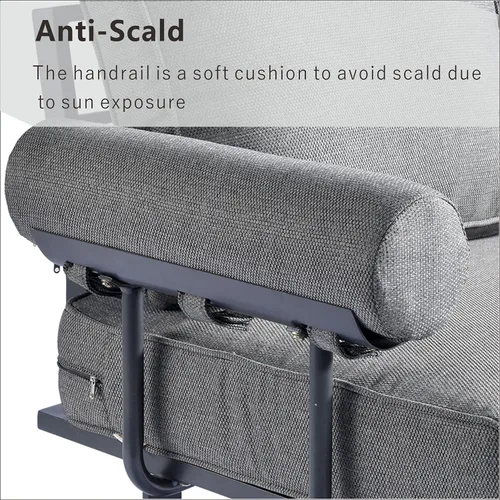 Vista 8 de HOOOWOOO Juego de muebles de aluminio para patio al aire libre, 5 piezas, sofá moderno de mediados de siglo, asiento de sofá resistente a la Gris
