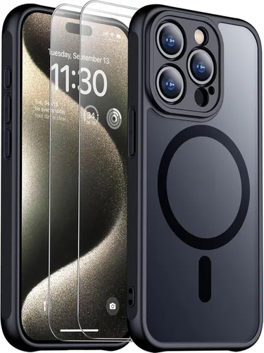 Vista 182 de SPIDERCASE Funda magnética translúcida diseñada para iPhone 11, con 2 protectores de pantalla de vidrio templado, antihuellas, para iPhone 11 de 6.1