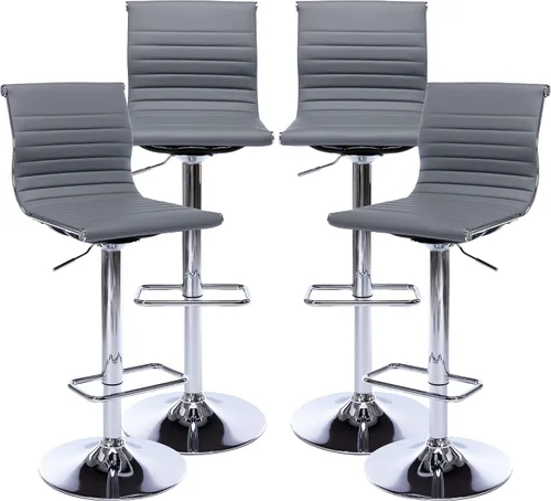 Vista 12 de chairus Juego de 2 taburetes de bar giratorios modernos, taburetes de bar ajustables con altura de mostrador, taburetes de piel sintética sin brazos